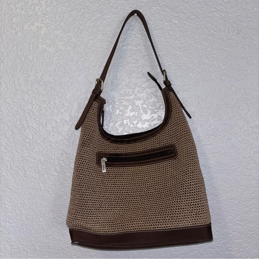 The Sak Brown & Taupe Hobo Shoulder Pocketbook Adjustable Strap Handbag